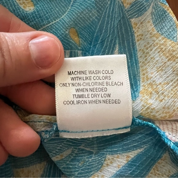 ModCloth Blue Floral Ruffle Sheer Blouse size small - Picture 5 of 6